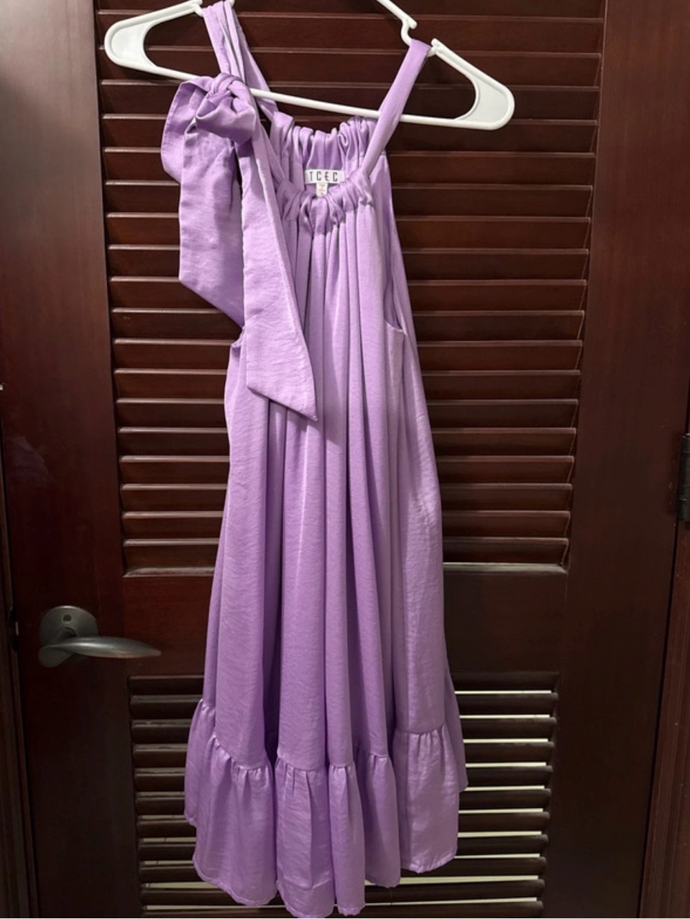 TCEC Lavender Ruffle-Hem Girls' Sundress with Tie Shoulder